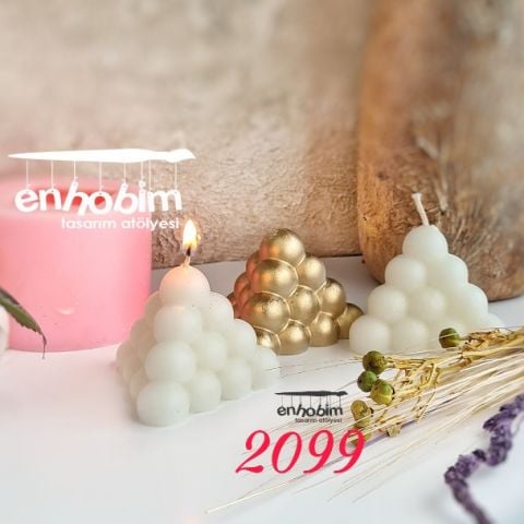 Ücgen pramit bubble mum silikonkalıp