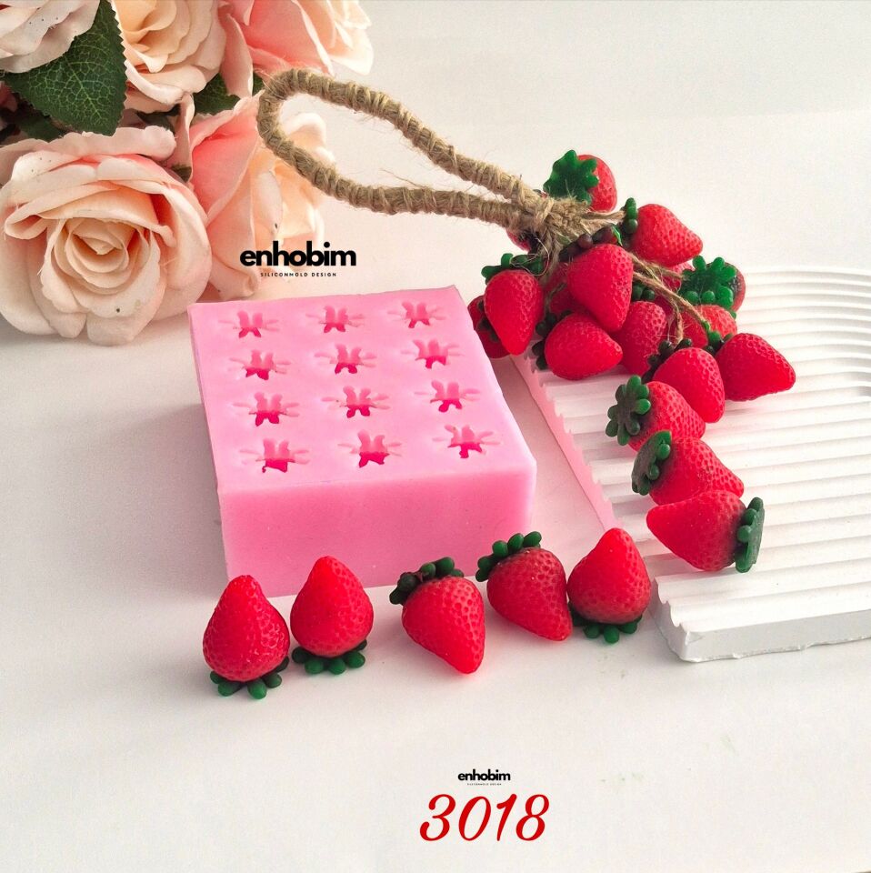 Yaprak Detay 12li Çilek Sabun ve Mum silikon Kalıp