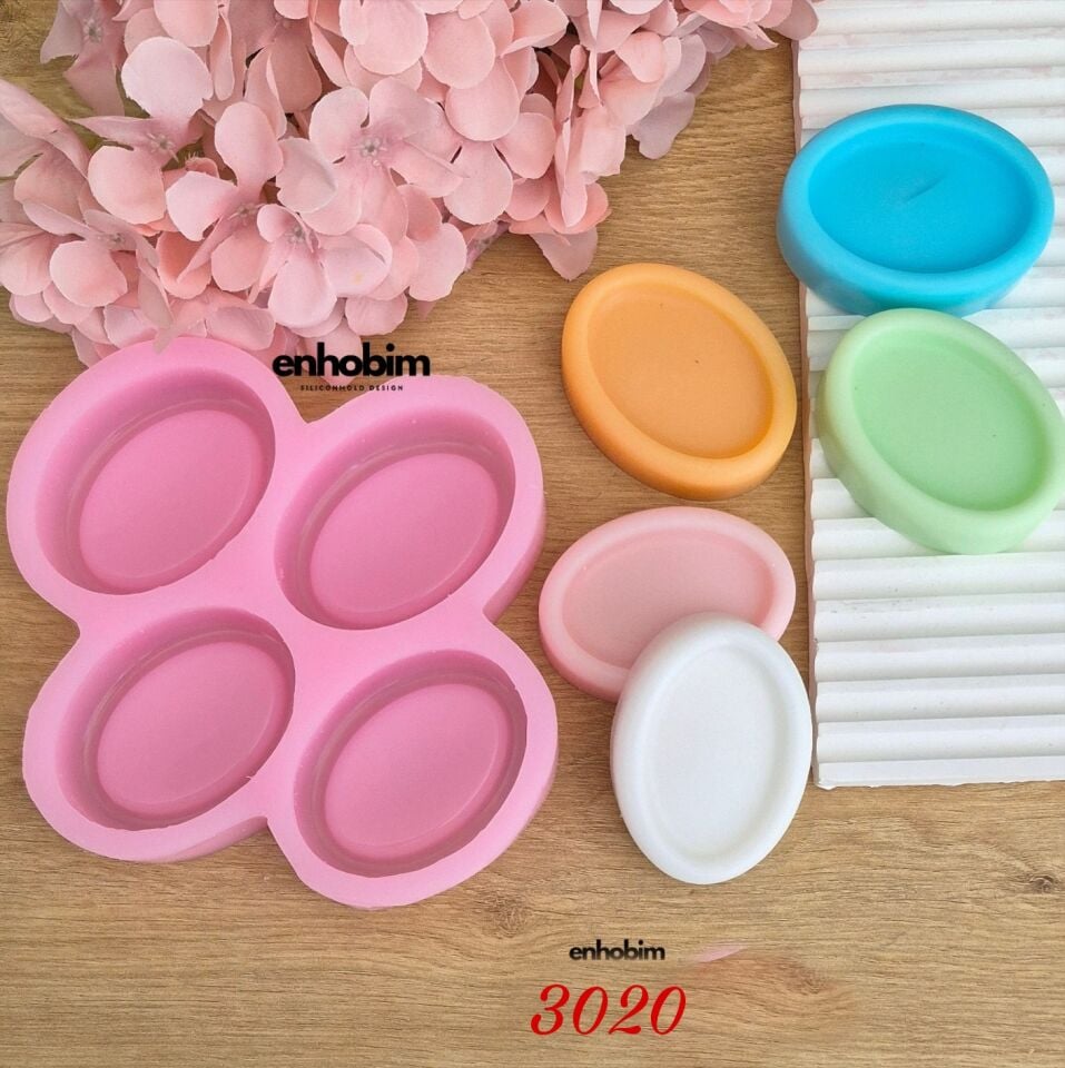 4lü Set Oval Kenarlı Sabun Silikon kalıp