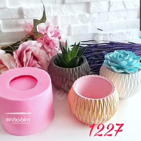 Kesme geometrik saksı silikon kalıp