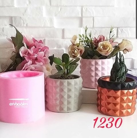 Geometrik büyük saksı silikon kalıp