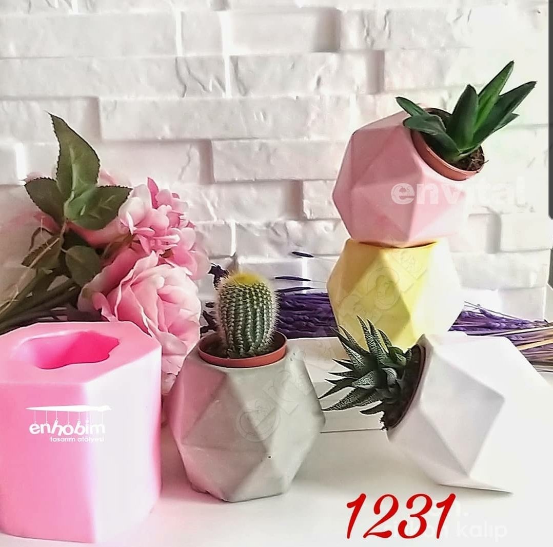 Geometrik saksı silikon kalıp