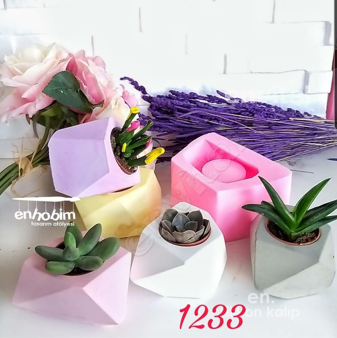 Geometrik saksı silikon kalıp