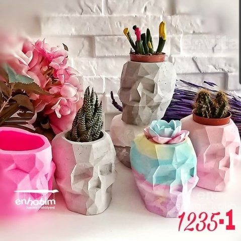 Kuru kafa geometrik saksı silikon kalıp