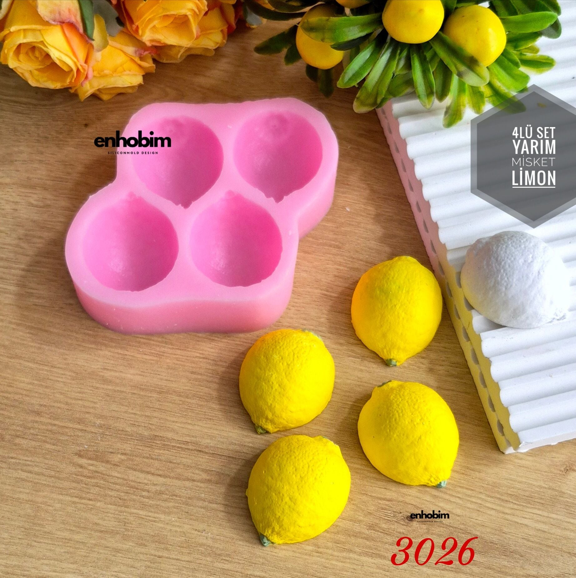 4lü Set Yarım Misket Limon Silikon Kalıp