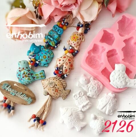 Hayvanlar duvar süsü  6lı set silikonkalıp