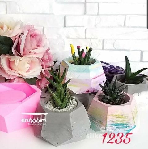 Geometrik saksı silikon kalıp