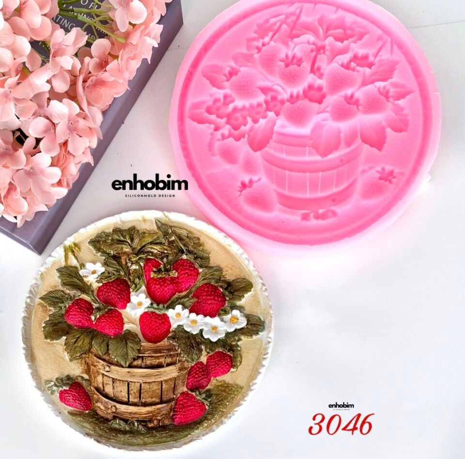 Çilek desen Büyükboy pano silikonkalıp