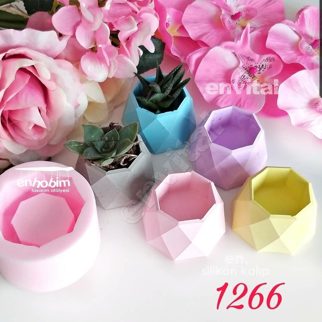 Mini geometrik saksı silikon kalıp