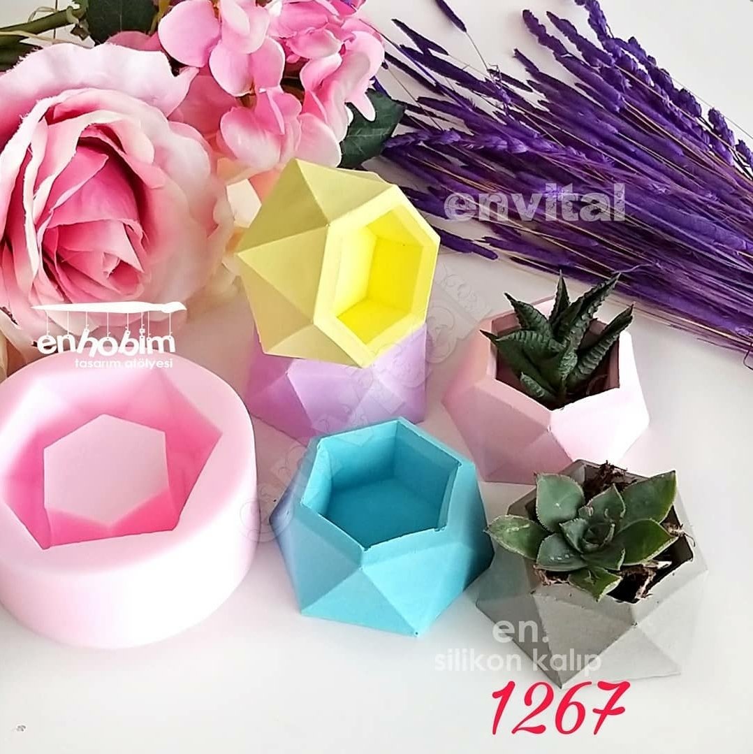 Mini geometrik saksı silikon kalıp
