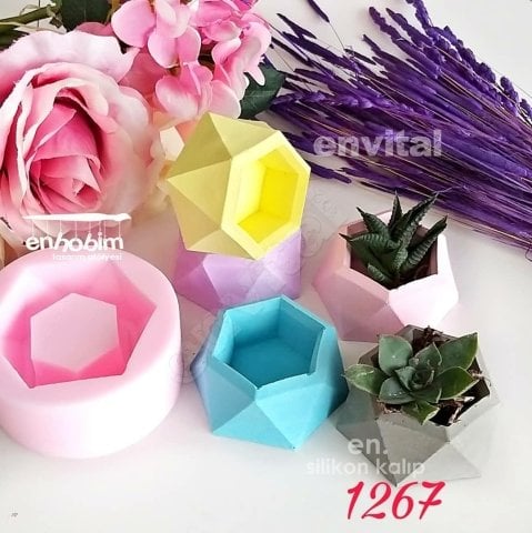 Mini geometrik saksı silikon kalıp