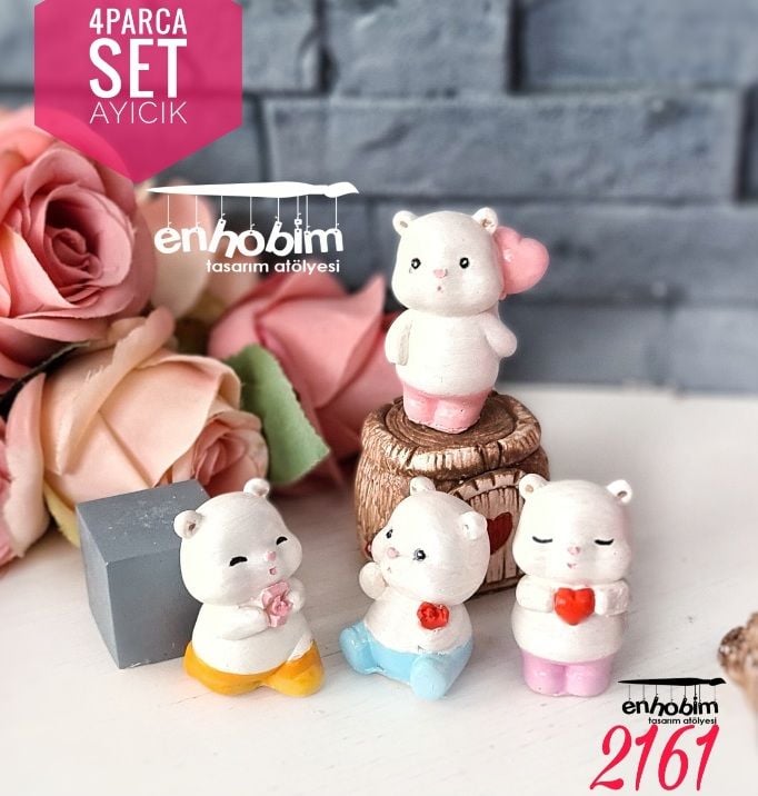 Ayıcık romantik 4lü Silikon kalıp